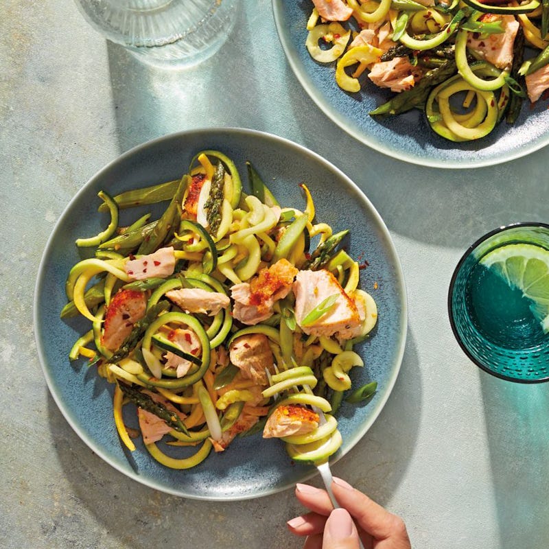 Sesame Salmon Zoodle Bowls