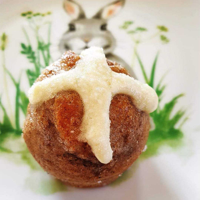 Hot cross bun jam donuts