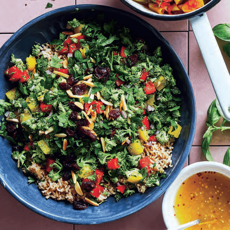 Brown rice and broccoli salad with citrus dressing