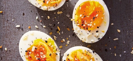 Jammy eggs with everything seasoning
