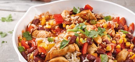 Mexikanische Reispfanne mit Poulet