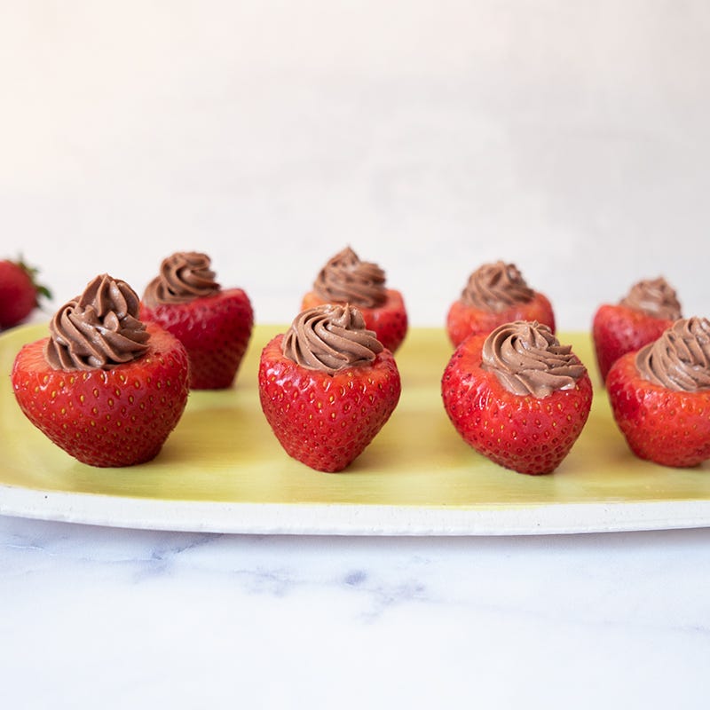 Chocolate cheesecake-filled strawberries