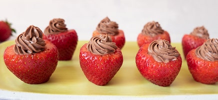 Chocolate cheesecake-filled strawberries