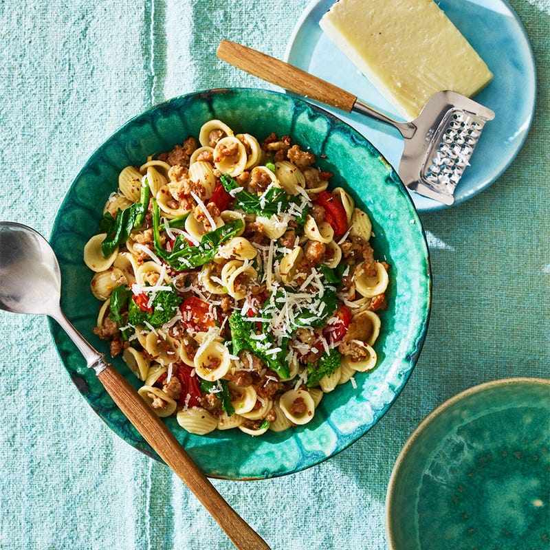 Chicken and spinach orecchiette