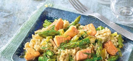 Spargelrisotto mit Lachs