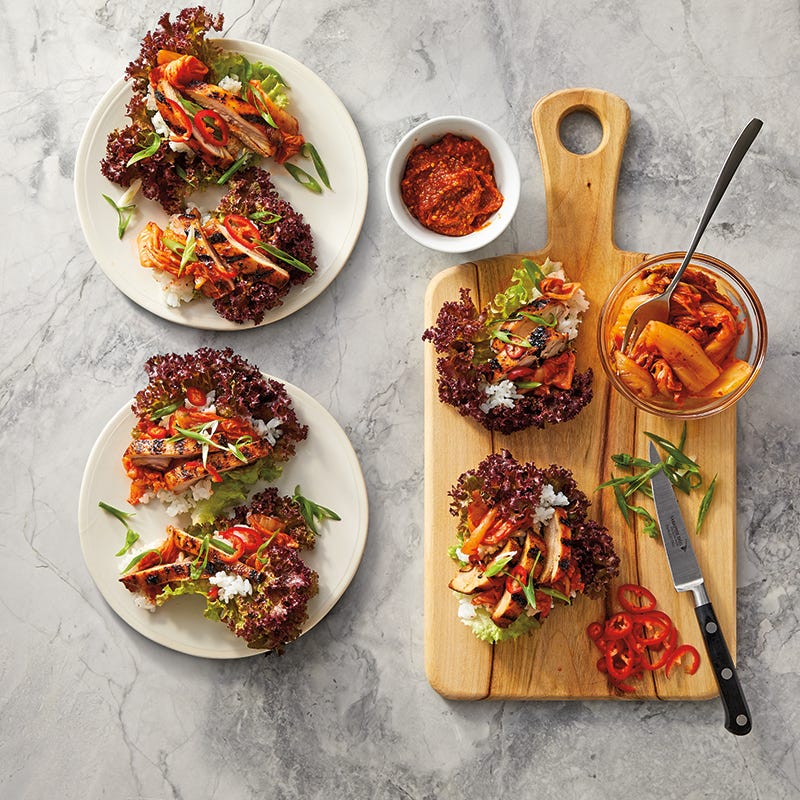 Korean Grilled Chicken Lettuce Wraps (Ssambap)