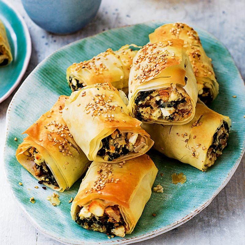 Spinach, walnut and feta rolls