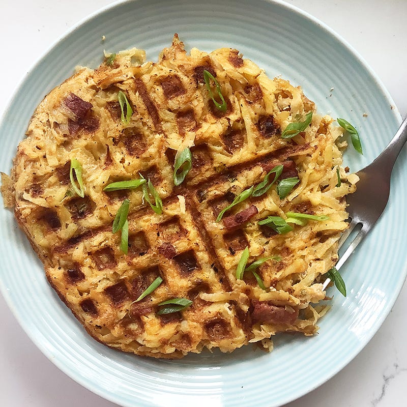 Loaded hash brown-waffles by Chef Millie Peartree
