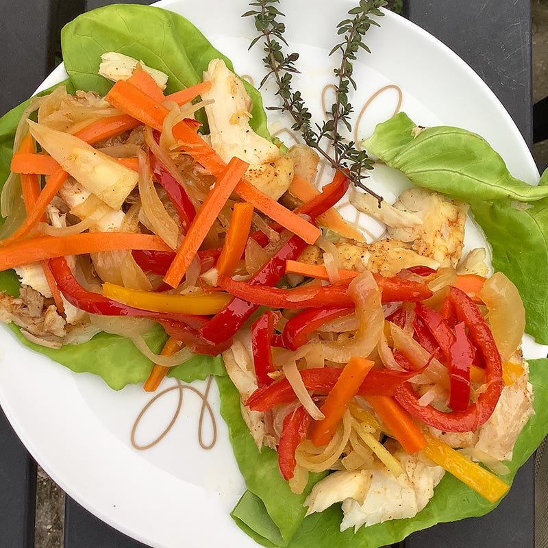Snapper escovitch lettuce wraps by Chef Millie Peartree