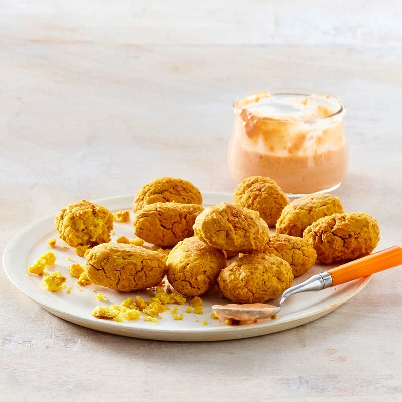 Linsenfalafel mi Paprikadip