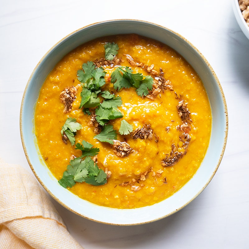 Red lentil dal with cumin oil