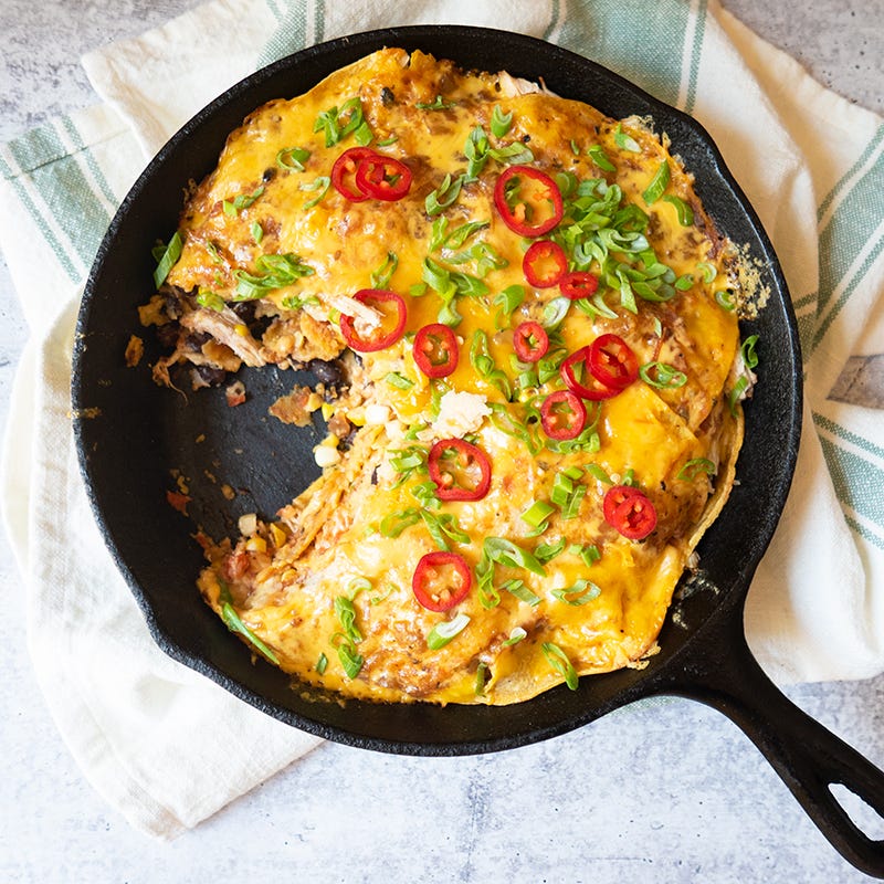 Skillet-on-the-grill chicken tortilla casserole