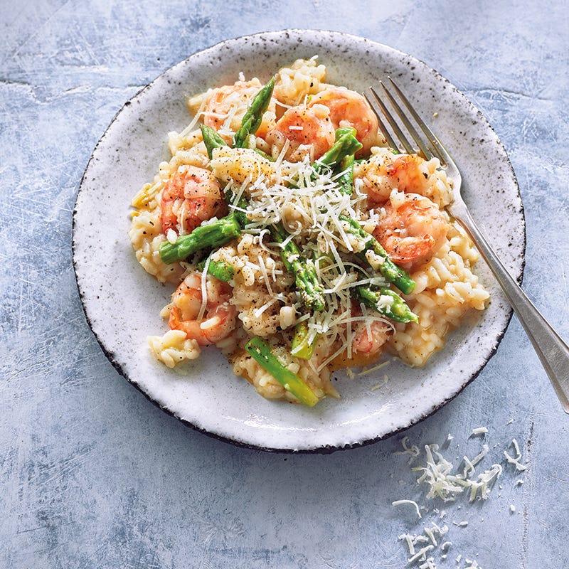 Foto van Aspergerisotto met garnalen door WW