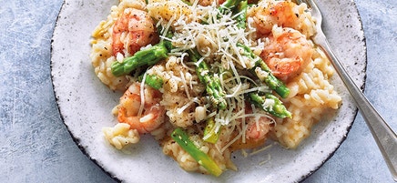 Aspergerisotto met garnalen