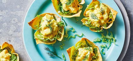 Rebecca's curried egg wonton cups