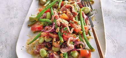Bonensalade met serranoham