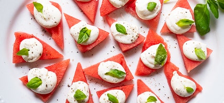 Fresh watermelon bites with whipped feta