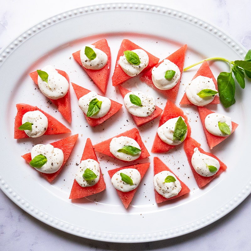 Fresh watermelon bites with whipped feta
