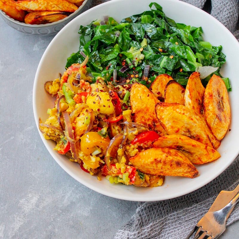 Photo of Ackee with plantains & spring greens by WW