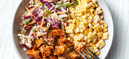 BBQ chicken, corn and slaw salad