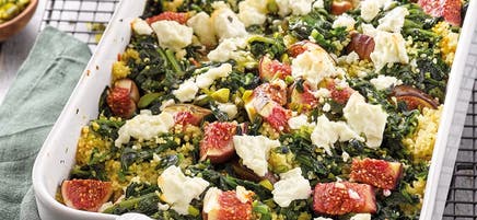 Gratin de couscous aux épinards et aux figues