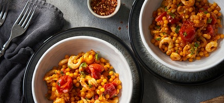 Räkpanna med pärlcouscous