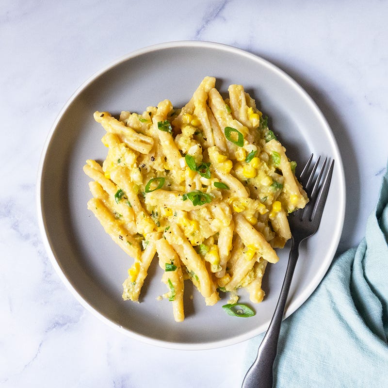 Creamy fresh corn pasta