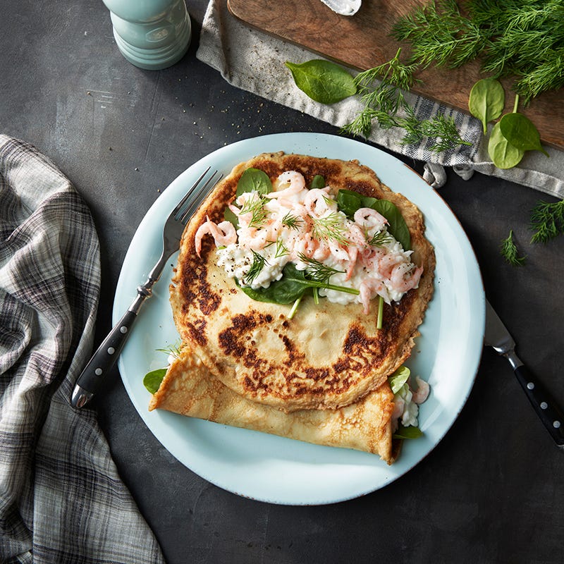 ViktVäktarna - Fyllda pannkakor med räkor och cottage cheese