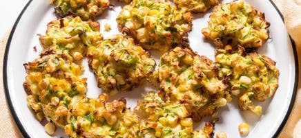 Air fryer zucchini, corn, and feta fritters