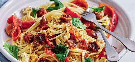 Ingrid's baked feta pasta