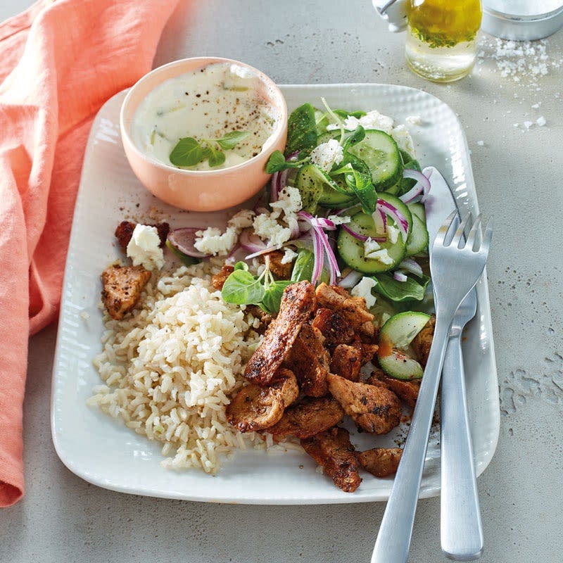 Gyros mit Reis und Salat