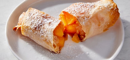 Air Fryer-Peach Cobbler Egg Rolls by Millie Peartree