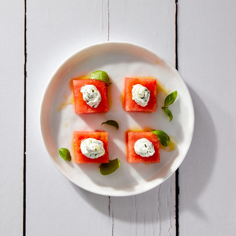 Photo of Watermelon-Goat Cheese Bites with Lime Dressing by Millie Peartree by WW