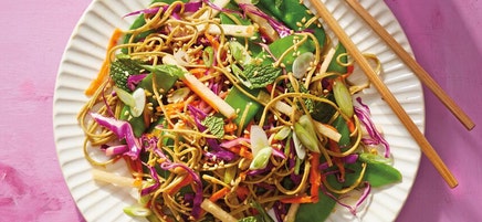 Rainbow Noodle Salad with Lime Dressing