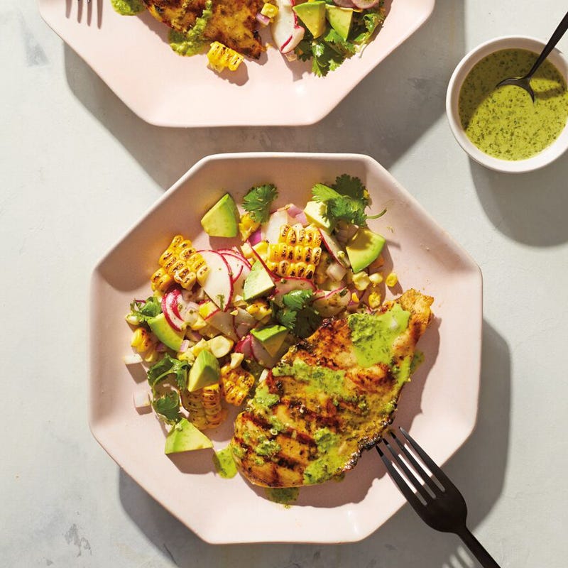 Cilantro-Marinated Chicken with Avocado & Corn Salad