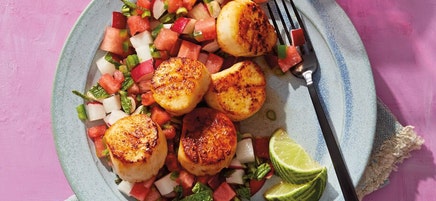Scallops with Radish & Watermelon Salsa
