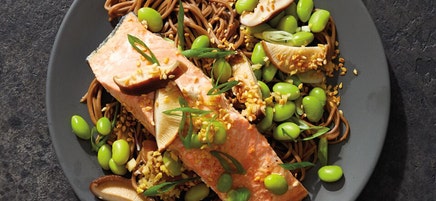 Ginger-Poached Salmon with Soba Noodles