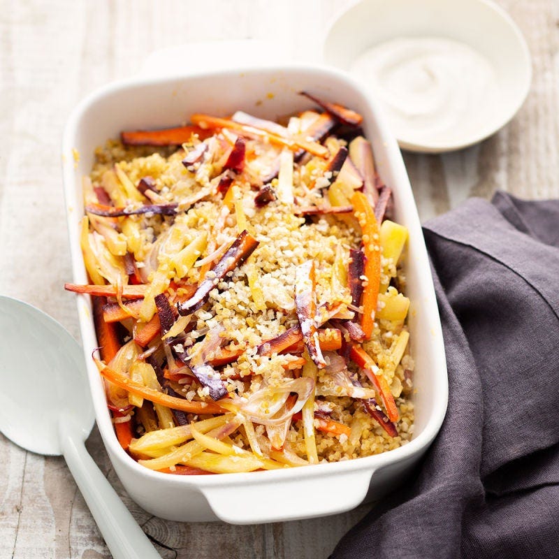Gratin de boulgour aux légumes anciens