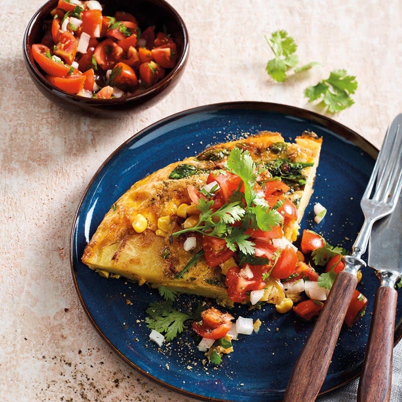 Spinat-Mais-Frittata mit Salsa