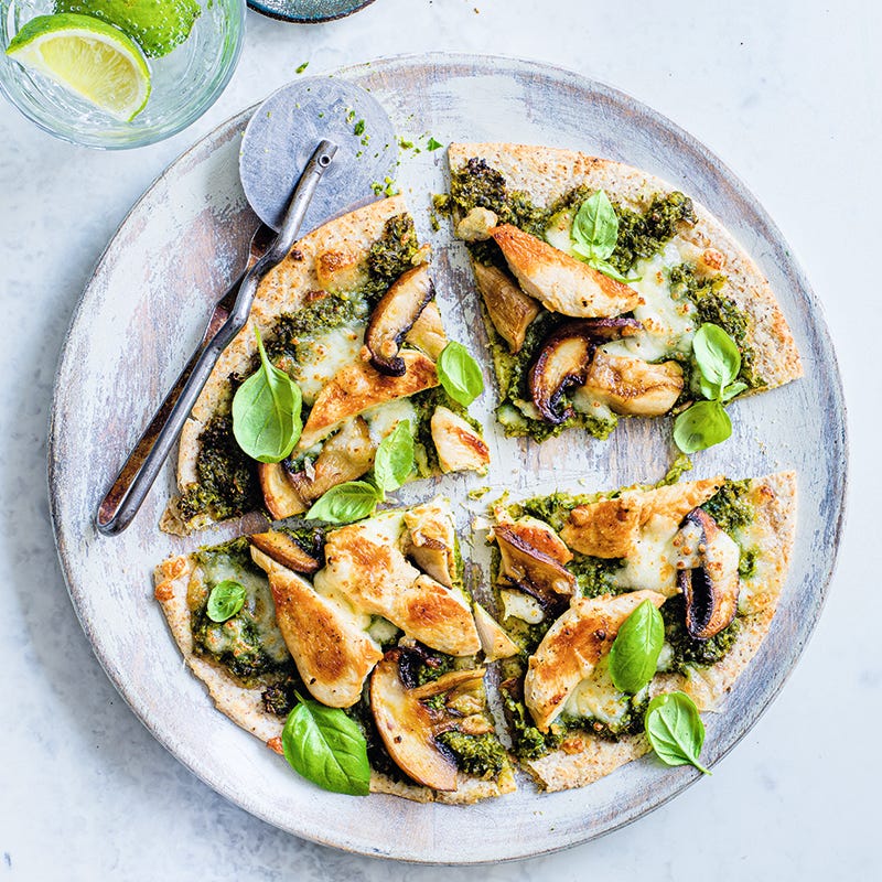 ViktVäktarna - Tortillapizza med grönkålspesto och kyckling