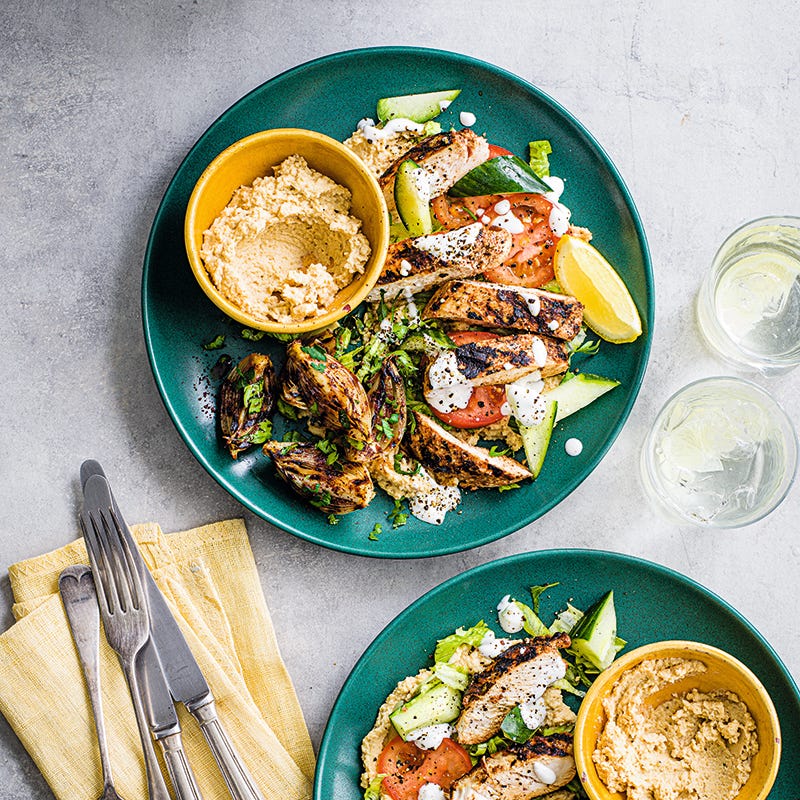 ViktVäktarna - Sumakkyckling med grillad lök och hummus
