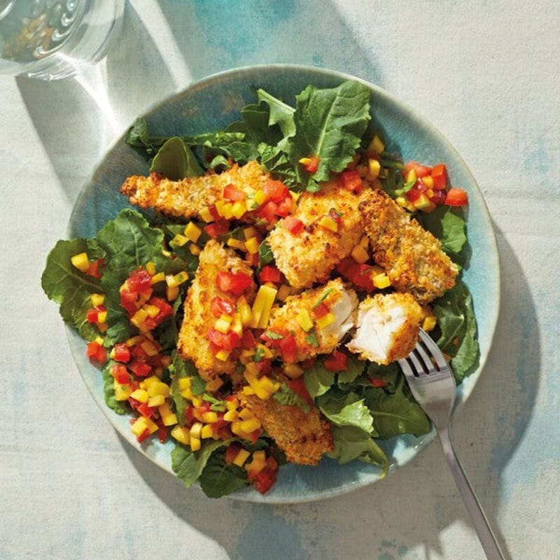Photo of Oven-Fried Crispy Fish Sticks with Mango-Lime Salsa by WW
