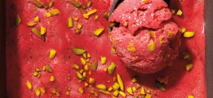 Roasted strawberry & pistachio nice cream