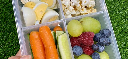 Anna's cranberry bliss ball and popcorn snack box