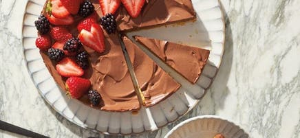 Dark chocolate tart with berries