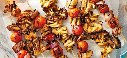 Grilled oyster mushroom skewers