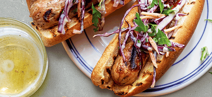 Sausage subs with creamy Dijon slaw