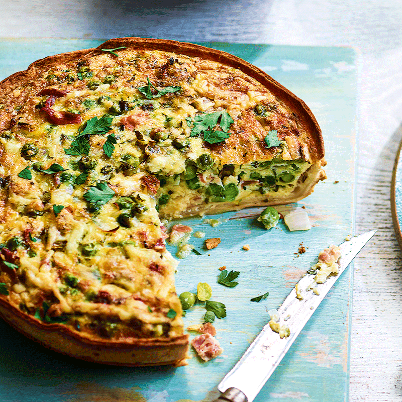 Pea and ham quiche