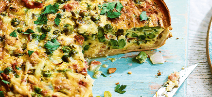 Pea and ham quiche