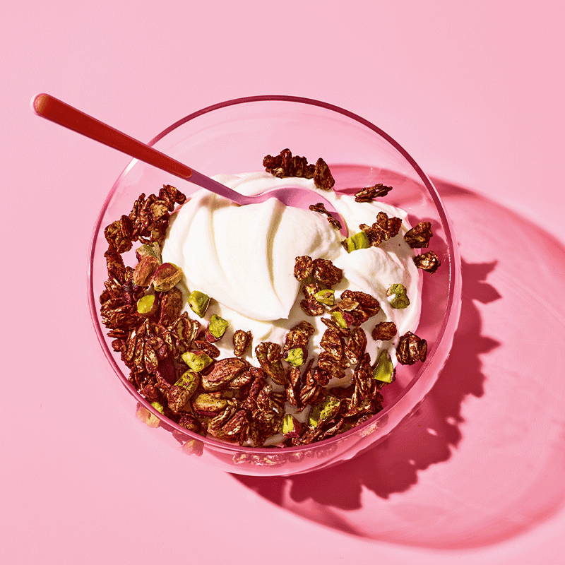 Chocolate and salted pistachio granola